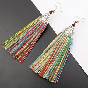 Multicolor long tassel Earrings